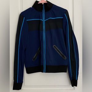 Blanc Noir Navy and Black Jog Jacket with Bright Blue Trim